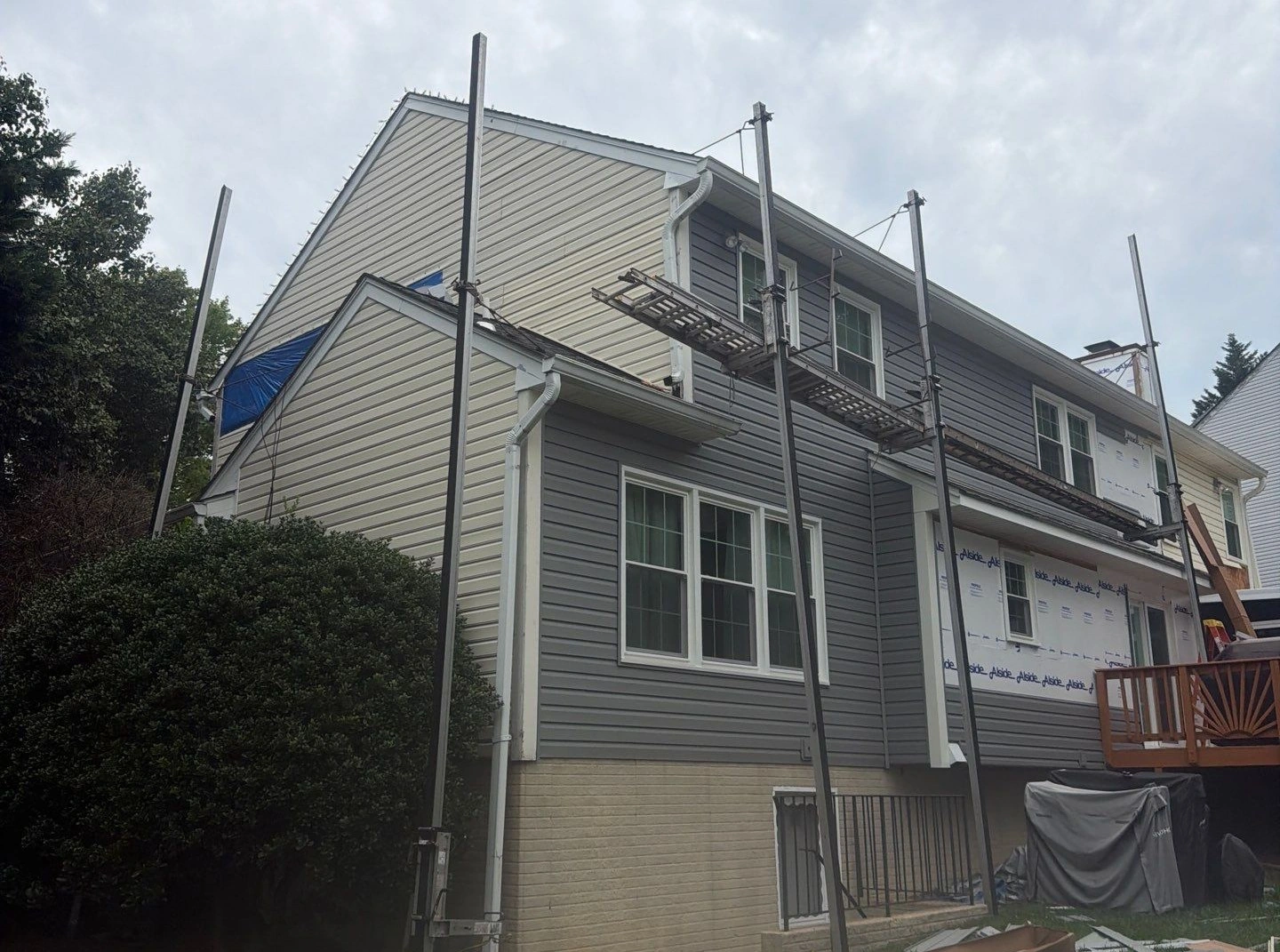 Exterior siding work for a residential property